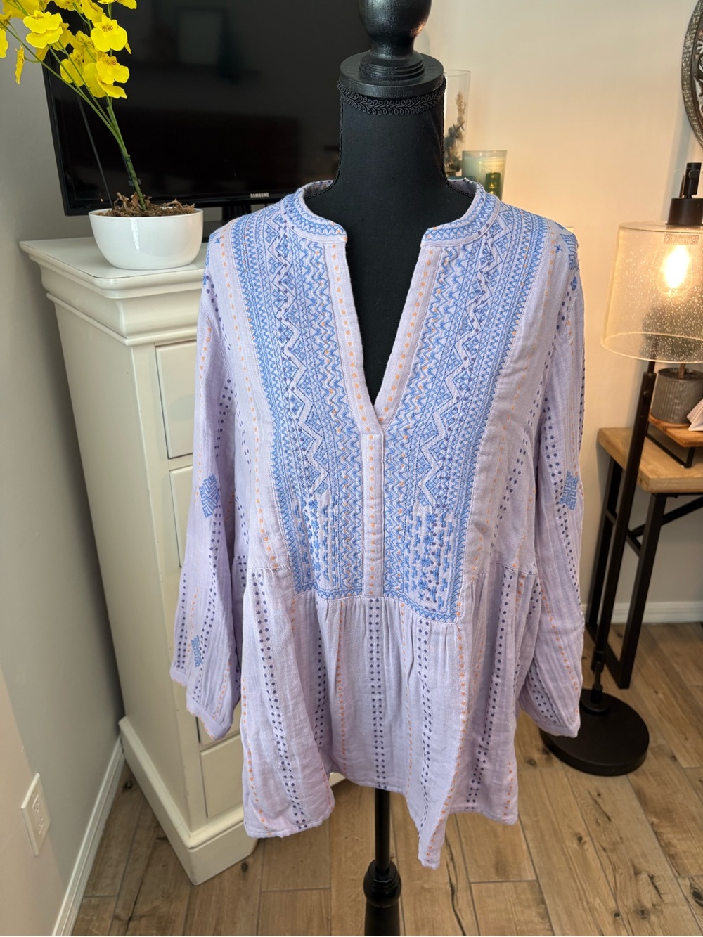 J. Jill NWOT Embroidered Lavender Tunic, XL Tall